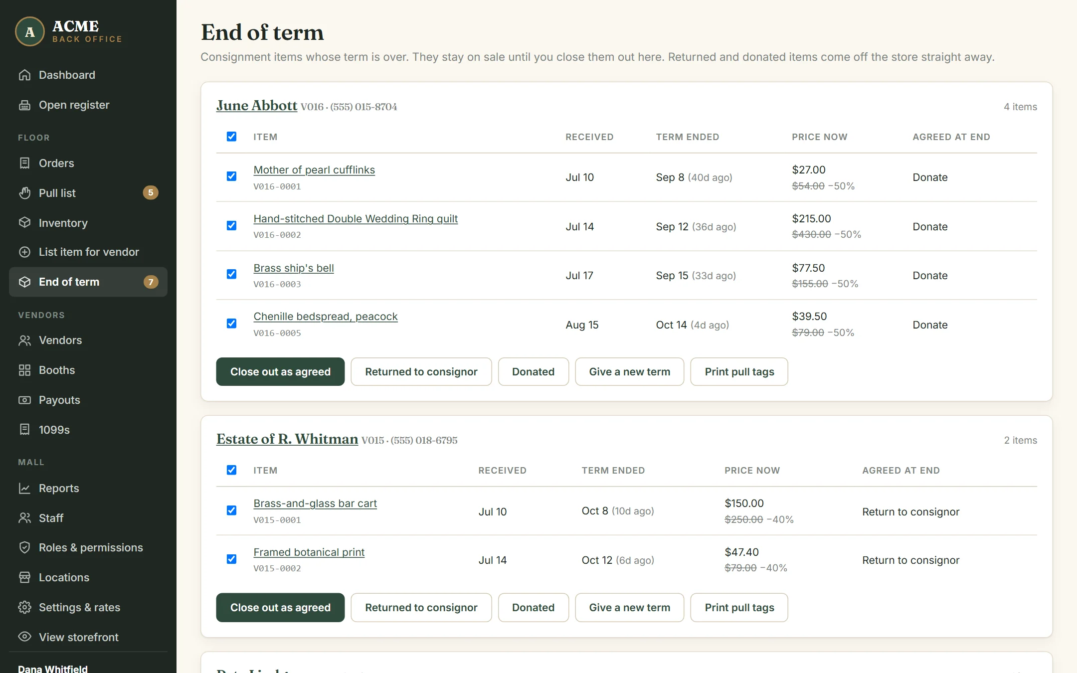 The end-of-term list