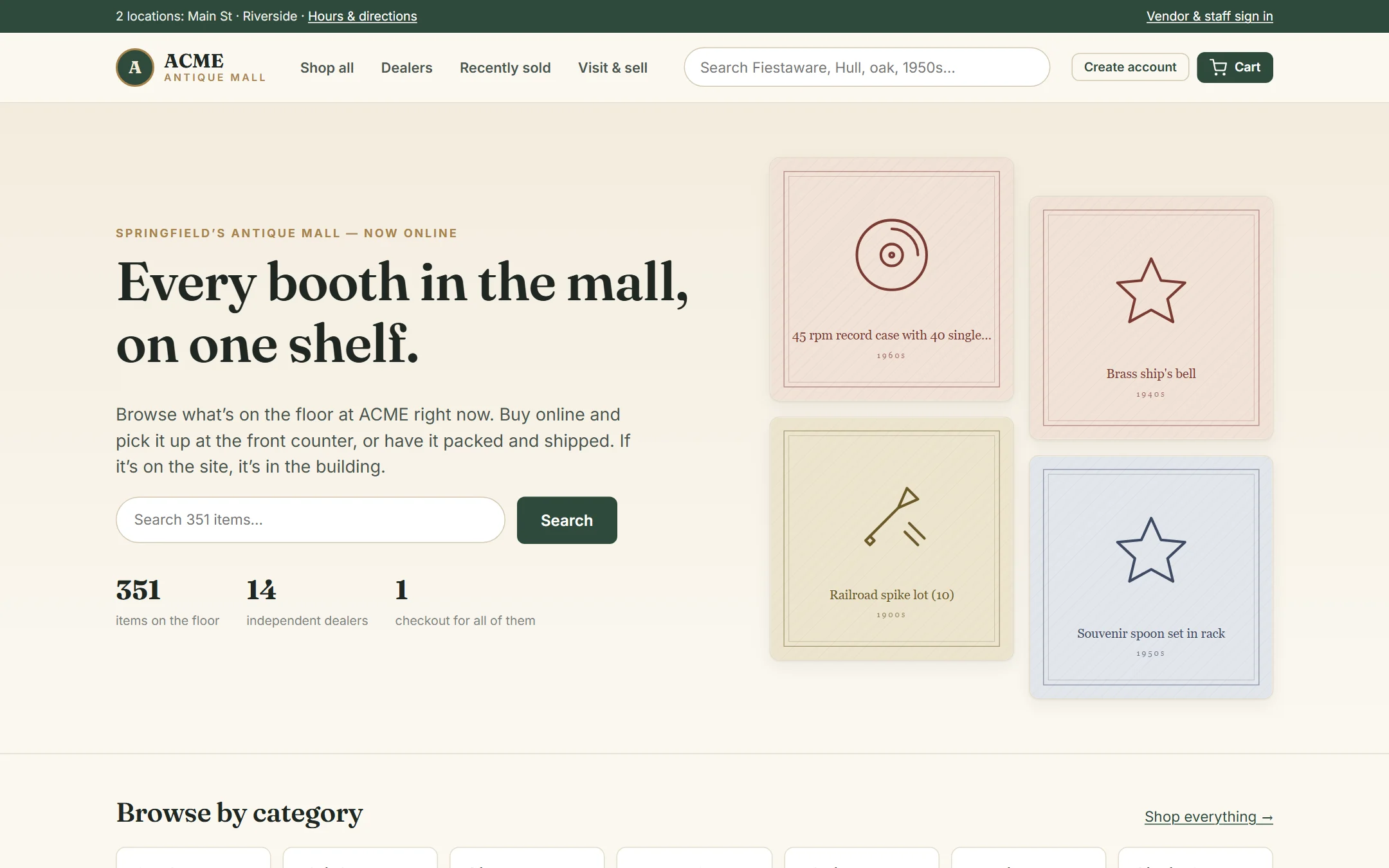 The storefront home page